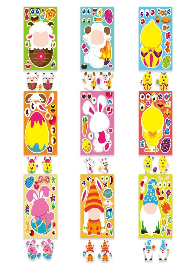 DUJAA 27 Sheets Easter Stickers Easter Gifts for Kids Toddlers Make Own Face Gnome Bunny Sheep Rabbit Colored Egg Chicks School Game Activities Party Favor Supplies - Image 4