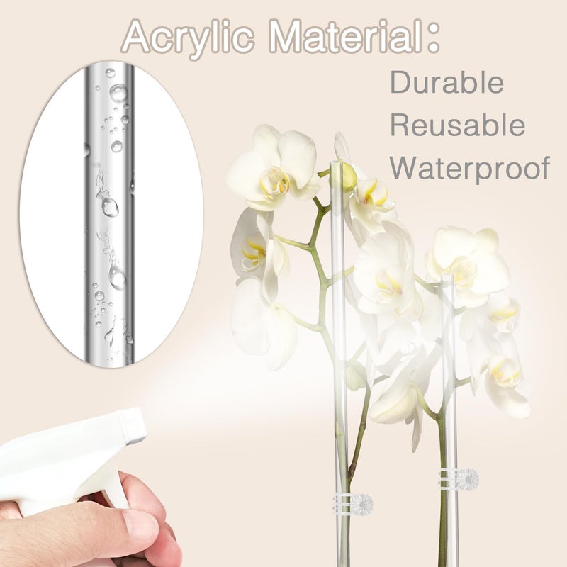 LECAMEBOR Plant Stakes,Plant Sticks 20PCS Acrylic Clear Plant Support Stakes,18 Inches Garden Single Stem Orchid Stakes for Indoor and Outdoor Plants,Orchid,Potted Plants,Tomatoes,Flowersï¼ˆwith 20PCS Clipsï¼‰ - Image 4