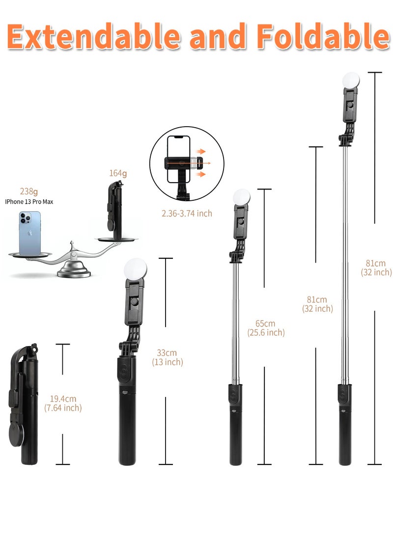 Oasisgalore 65" Selfie Stick Tripod with Light, Bluetooth, Wireless Remote for iOS/Android, Live Video, Vlogging, Makeup  - Image 3