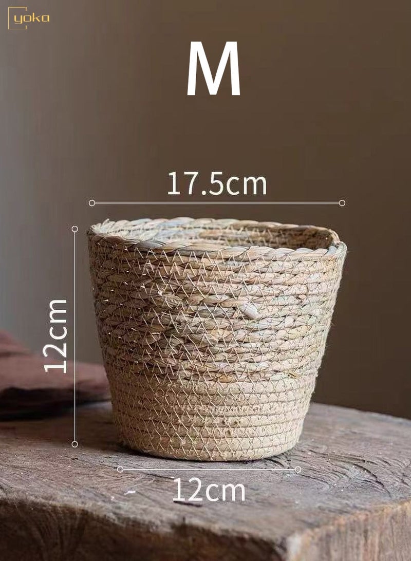 يوكا 3 أحجام للاختيار من بينها سلة زهرة العشب داخلي المنسوجة وعاء الزهور وعاء الزهور وعاء الزهور الديكور سلة الغسيل المنزلية وعاء الزهور مانع للتسرب بطانة بلاستيكية داخلية وخارجية زخرفة الحديقة - Image 3