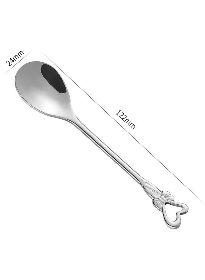 6 Pieces Stainless Steel Heart Butterfly Coffee Spoon Dessert Spoon Sugar Spoon for Tableware Kitchen, Cafe or Bar - Image 2