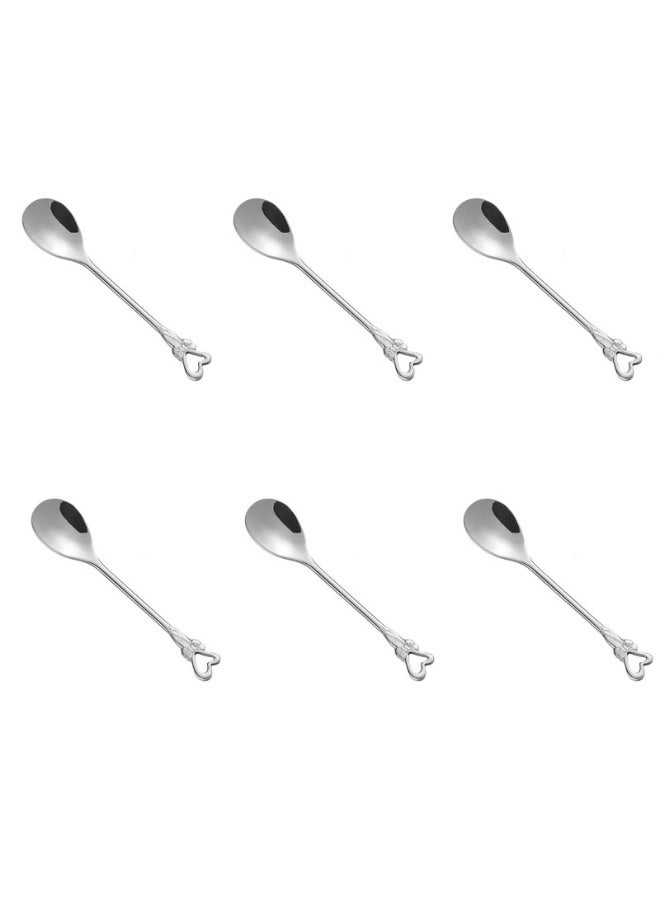 6 Pieces Stainless Steel Heart Butterfly Coffee Spoon Dessert Spoon Sugar Spoon for Tableware Kitchen, Cafe or Bar - Image 1