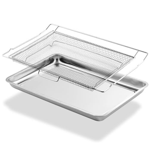 atgestore LRAL302S Air Fryer Basket and Tray Replacement for LG Oven Parts, 304 Stainless Steel LRAL303S Air Fry Tray for LG Stove Parts Air Fry Crisper Basket LG Oven Air Fryer Rack 1 Pack - Image 1