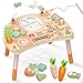 Weilim Activity Table 9in1 Wooden Montessori Toy Activity Center with Shape Sorter Fishing Game Bead Maze Baby Play Table Sensory Educational Toys for Toddler - Image 2