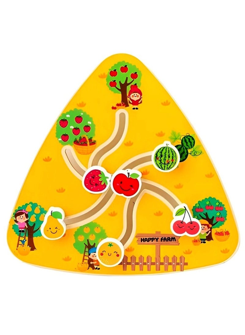 Pairing Maze & Assemble Cognitive Wooden Puzzles for Toddlers, Teacher Parents Early Learning Support Tools, Montessori Motor & Sensory Skill Development Shape Matching Toys (Fruit Track Pattern)  - Image 1
