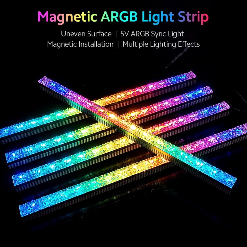 ARGB Magnetic Case LED Strip 28cm Dual Side Lighting Bar - 5V 3Pin ARGB Header Sync Lighting Effect Rainbow Light Bar with 12 Modes for PC Case - Image 5