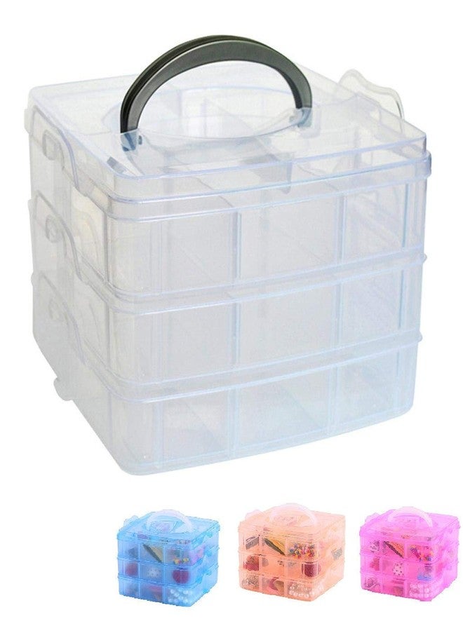 NETXE 3 Layers 18 Grid Plastic Transparent Jewelry Storage Box Portable Jewelry Box Accessories for Earrings Ring (Multi Colour) (Pack of 1) - Image 1