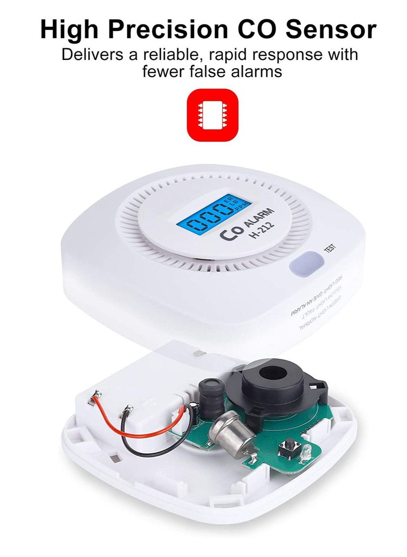 SYOSI Carbon Monoxide Detectors, CO Alarm Detector Monitor Battery Operated with Digital Display and Sound Warning for House Kitchen Restaurant Office  - Image 2