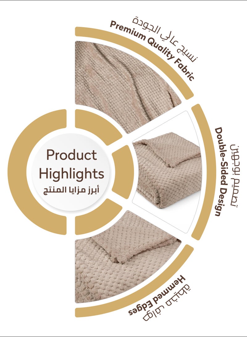 Donetella Soft Waffle Fleece Blanket King Size(200X240 CM) No Shed,No Pilling Plush Cozy Throw 300 GSM Lightweight Blanket For Bed, Couch , Chair , Sofa And Camping,Beige  - Image 4