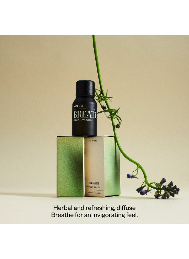 Vitruvi Vitruvi Breathe Minty and Cooling Essential Oil Blend with Peppermint, Cajeput, Eucalyptus, and Tea Tree Oil (0.5 Fl oz)  - Image 1
