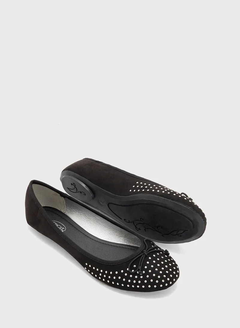 Spot-On Studded Classic Ballet Flat