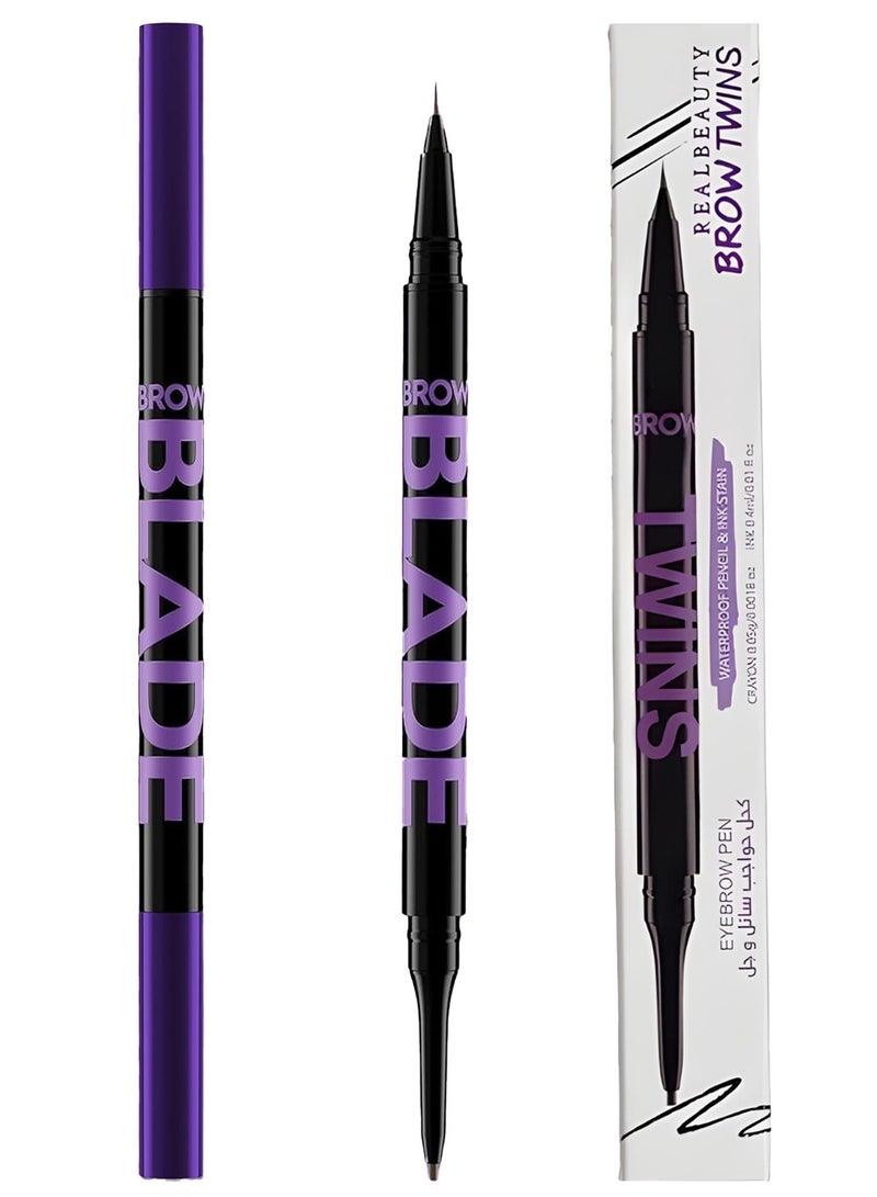 ريال بيوتي قلم حواجب مقاوم للماء يدوم طويلاً، شكل جديد، بني غامق - Image 1