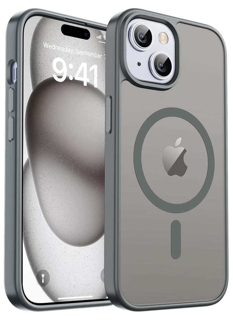 Denx - Matte Magnetic case for IPhone 15 , High Grade Drop Protection with Shockproof Strip, Translucent Matte Back Phone Case (Natural Titanium ) - Image 1