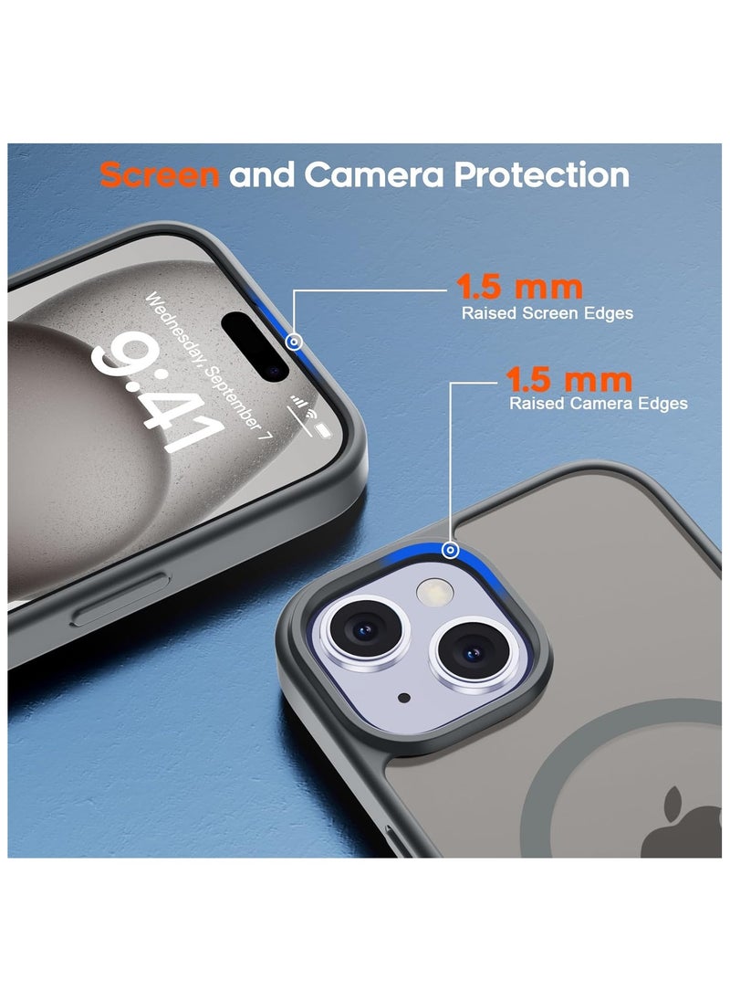 Denx - Matte Magnetic case for IPhone 15 , High Grade Drop Protection with Shockproof Strip, Translucent Matte Back Phone Case (Natural Titanium ) - Image 1