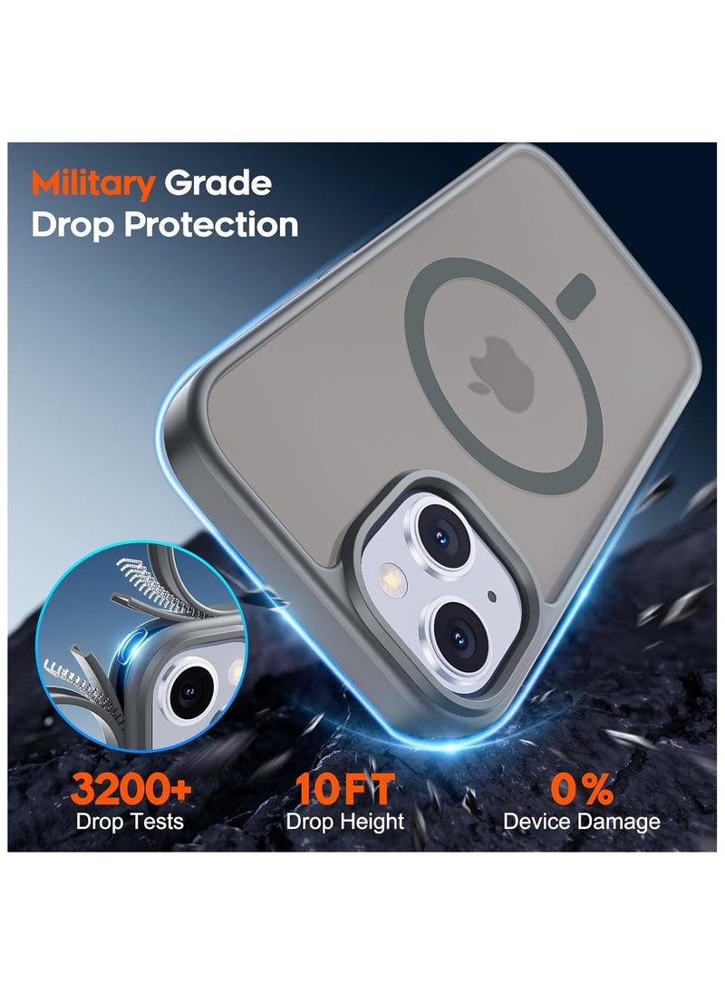 Denx - Matte Magnetic case for IPhone 15 , High Grade Drop Protection with Shockproof Strip, Translucent Matte Back Phone Case (Natural Titanium ) - Image 1
