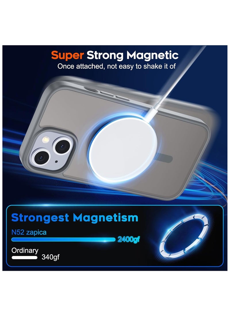 Denx - Matte Magnetic case for IPhone 15 , High Grade Drop Protection with Shockproof Strip, Translucent Matte Back Phone Case (Natural Titanium ) - Image 1