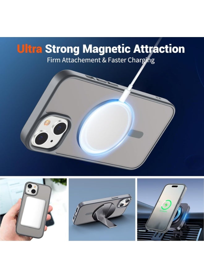 أكاليكس جراب مغناطيسي غير لامع لهاتف iPhone 15، حماية عالية الجودة من السقوط مع شريط مقاوم للصدمات، جراب خلفي شفاف غير لامع للهاتف (تيتانيوم طبيعي) - Image 5