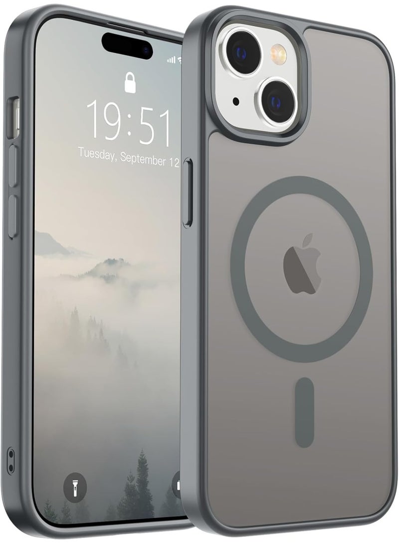 أكاليكس جراب مغناطيسي غير لامع لهاتف iPhone 15، حماية عالية الجودة من السقوط مع شريط مقاوم للصدمات، جراب خلفي شفاف غير لامع للهاتف (تيتانيوم طبيعي) - Image 1