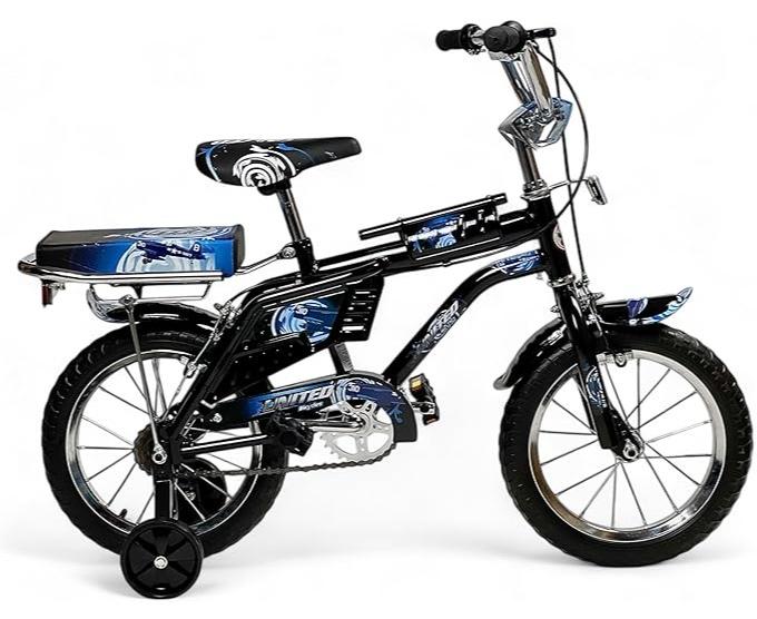 البدر دراجة رامبو فري ستايل للاطفال من البدر مع مقعد قابل للتعديل وعجلات تدريب ذاتية الاضاءة مقاس 14 انش للاطفال بعمر 5-9 سنوات مع مقعد خلفي للراكب وفرامل يدوية - Image 1