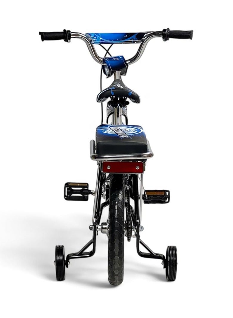 البدر دراجة رامبو فري ستايل للاطفال من البدر مع مقعد قابل للتعديل وعجلات تدريب ذاتية الاضاءة مقاس 14 انش للاطفال بعمر 5-9 سنوات مع مقعد خلفي للراكب وفرامل يدوية - Image 5