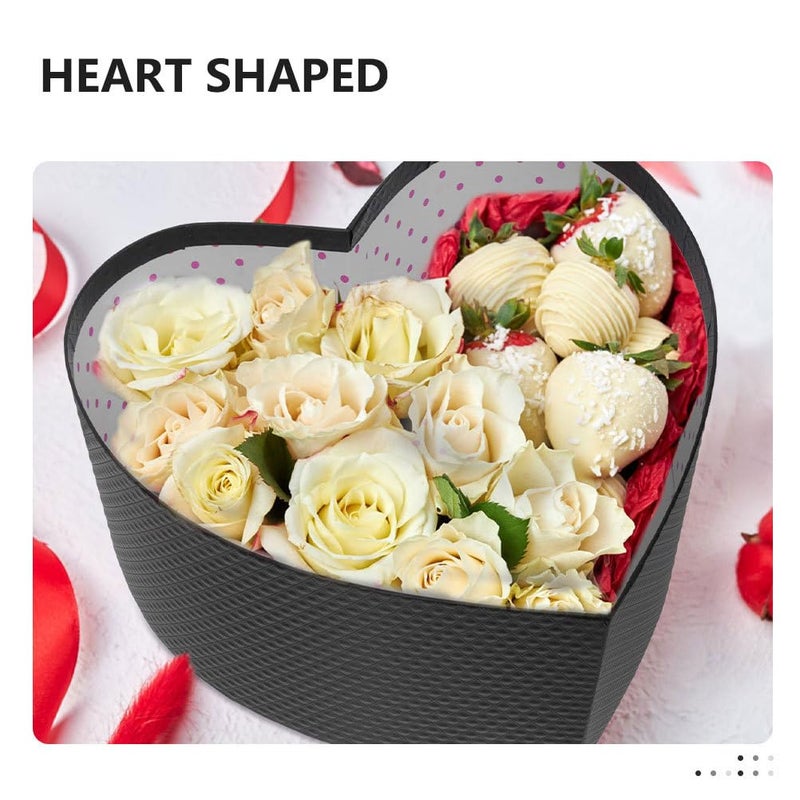NUOBESTY Heart Shaped Box, Heart Box for Flowers Arrangements Empty Black with Lid for Valentine's Day, Mother's Day, Anniversary, Wedding, Party, Birthday - Image 3