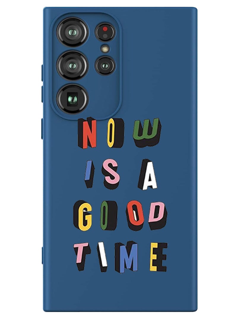 Theodor Protective Slim Fit Case Liquid Silicone Cover with Full Body Protection Anti-Scratch Shockproof Case For Samsung Galaxy S24 Ultra (Blue) - Good time  - Image 1