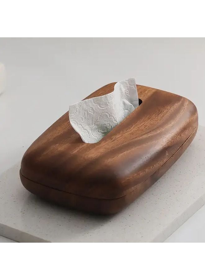 صندوق المناديل من الجوز 8.66 × 5.12 بوصة تصميم مستطيل عصري بسيط غطاء سهل الاستبدال - Image 3