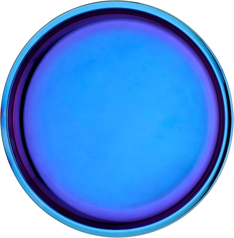 Ahimsa Stainless Steel Kids Plates  9 Round Blue Toddler Plates Non Toxic Plate BPA Free  Dishwasher Safe Single - Image 1