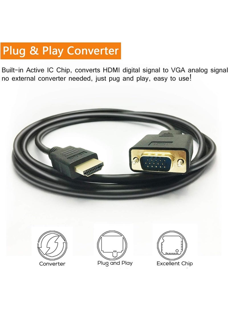 HDMI to VGA Cable 1.8m 1080P HDMI Male to VGA Male Video Converter Cord Compatible with Laptop Desktop PC DVD Monitor Projector HDTV 15 Pin D-SUB - Image 4