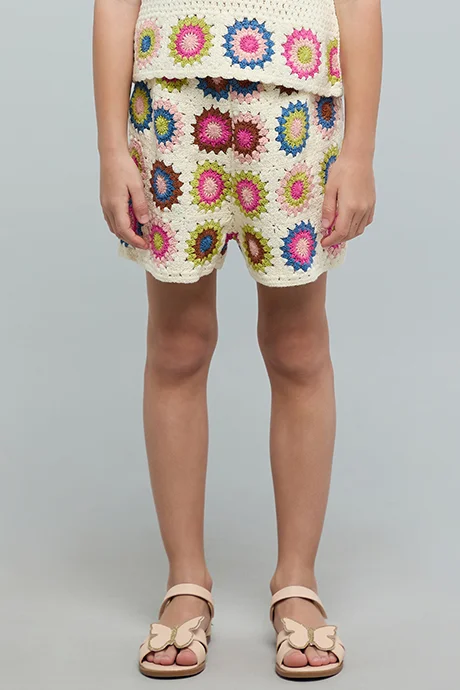 أر أند بي Crochet Shorts with Elastic Waist