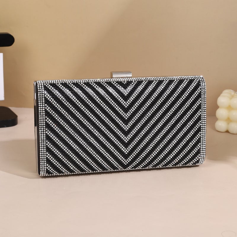 New Fashion High-End Evening Bag Bright Flash Diamond Clutch Pure Handmade Rhinestone Light Luxury Crossbody Bag - Image 1