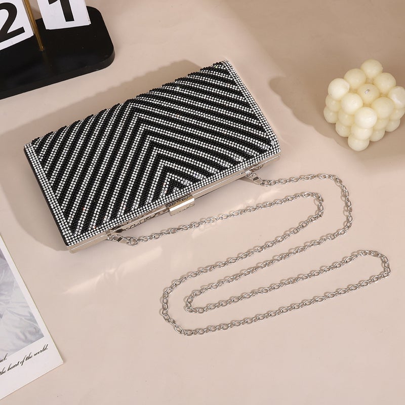 New Fashion High-End Evening Bag Bright Flash Diamond Clutch Pure Handmade Rhinestone Light Luxury Crossbody Bag - Image 3