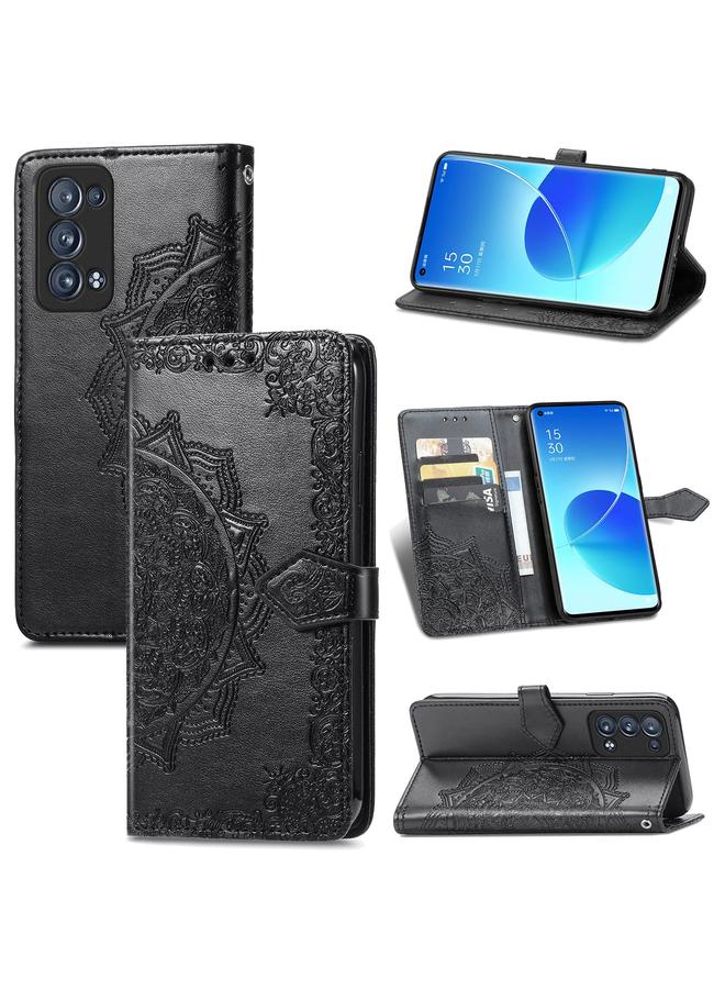 S-TOP Case For OPPO Reno6 Pro+ 5G Mandala Flower Embossed Horizontal Flip Leather Case with Holder & Three Card Slots & Wallet & Lanyard - Image 1