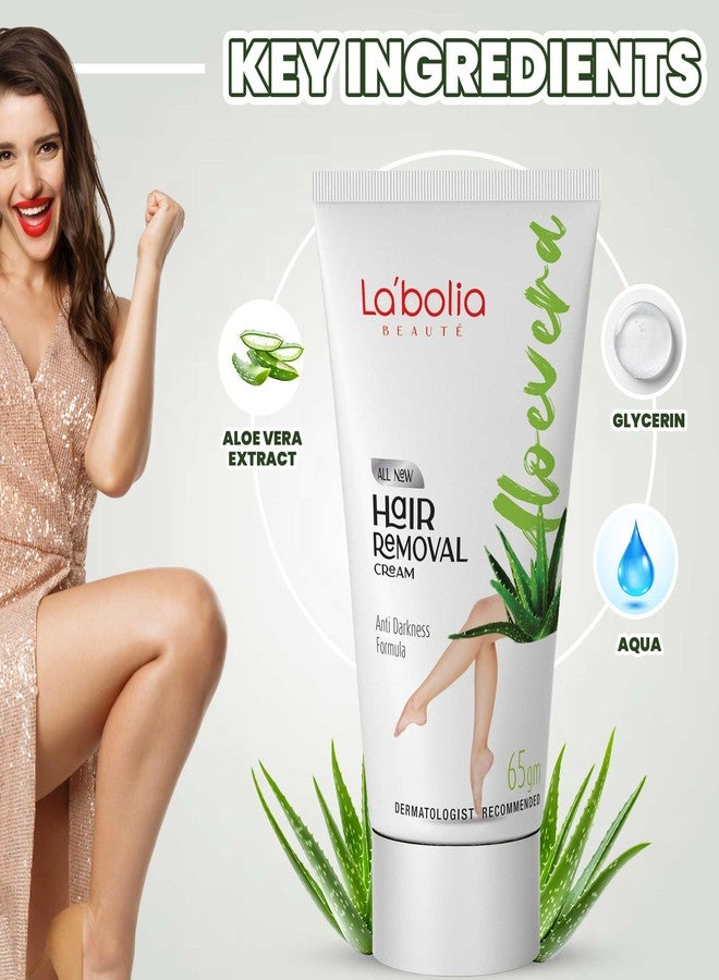 Labolia Beaute Aloevera Hair Removal Cream for Women with Anti Darkening Formula 65g (Pack of 4) | Suitable For Sensitive Skin, For Body, Legs, Underarms, Arms and Bikini Line - Image 4