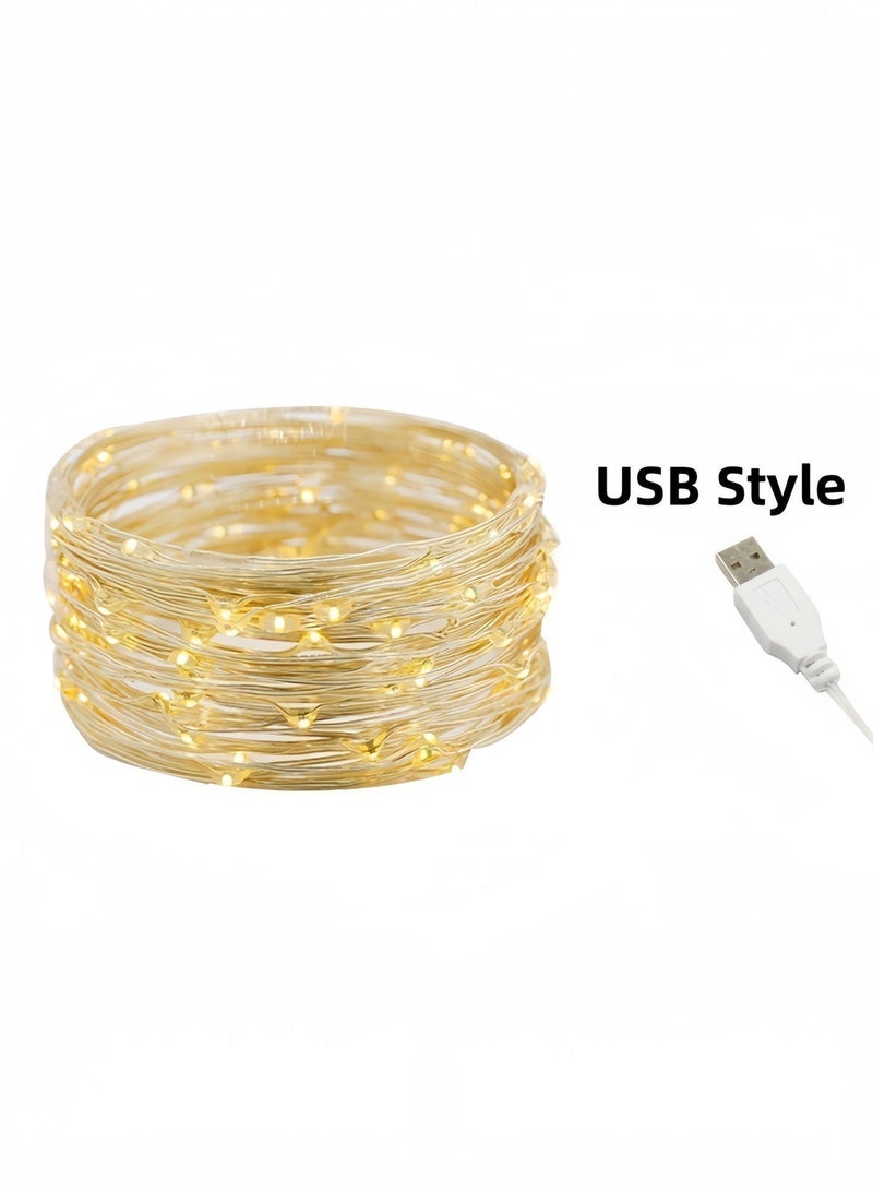 أضواء LED زخرفية عالية السطوع بنمط USB - مقاومة للماء، سلك نحاسي مرن، إضاءة دافئة للكريسماس والحفلات وديكور المنزل الداخلي/الخارجي - Image 5