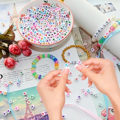 Looconi Amaney 400Pcs 6x6mm White Acrylic Colorful Heart sheap Cube Beads Mixed Colors Square Shape Loose Beads for Jewelry Making - Image 3
