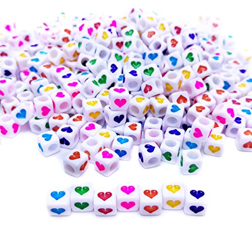 Looconi Amaney 400Pcs 6x6mm White Acrylic Colorful Heart sheap Cube Beads Mixed Colors Square Shape Loose Beads for Jewelry Making - Image 1