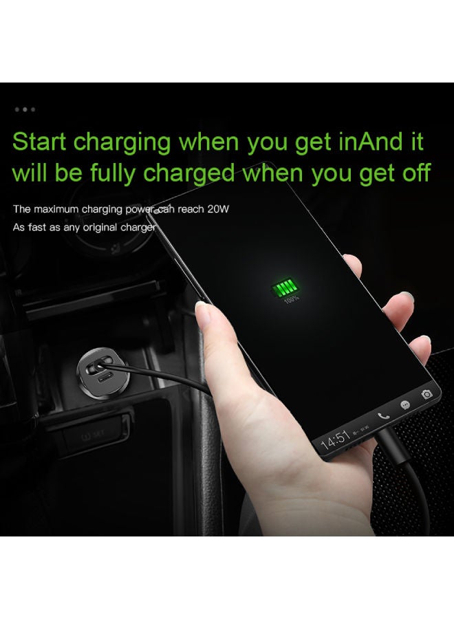 بيسوس شاحن هاتف محمول بمنفذي USB للسيارة أسود - Image 3