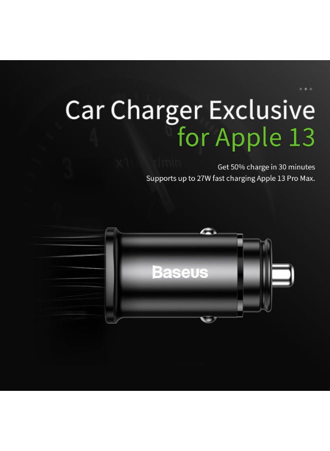 بيسوس شاحن هاتف محمول بمنفذي USB للسيارة أسود - Image 2