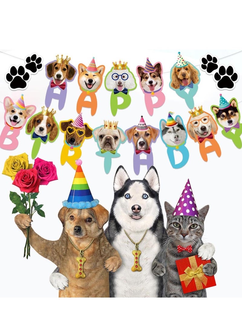 Mordely Dog Birthday Party Decorations Kit: Happy Birthday Banner, Puppy Cake & Cupcake Toppers, Pet-Themed Garland, Paw Print Party Favors for Dog Lovers, 1st Birthday Supplies for Cats & Pets - Image 3