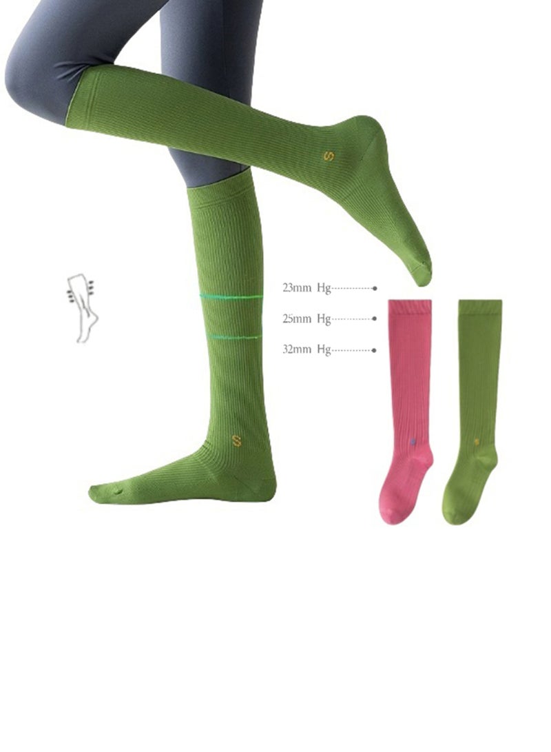 2 pairs of women's sports compression socks - knee-high graduated pressure socks, pressure range 23-32 mmHg long socks - Image 1