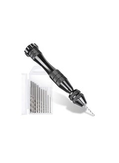 Y&D Hand Drill for Resin Molds, 12 cm Black Pin Vise with 10 PCS Steel Bits (0.8-3mm), Drilling Holes in Epoxy Polymer Clay Wood, Making Jewelry Keychain Pendant Casting Bit Precision Arts Crafts(Black)  - Image 1