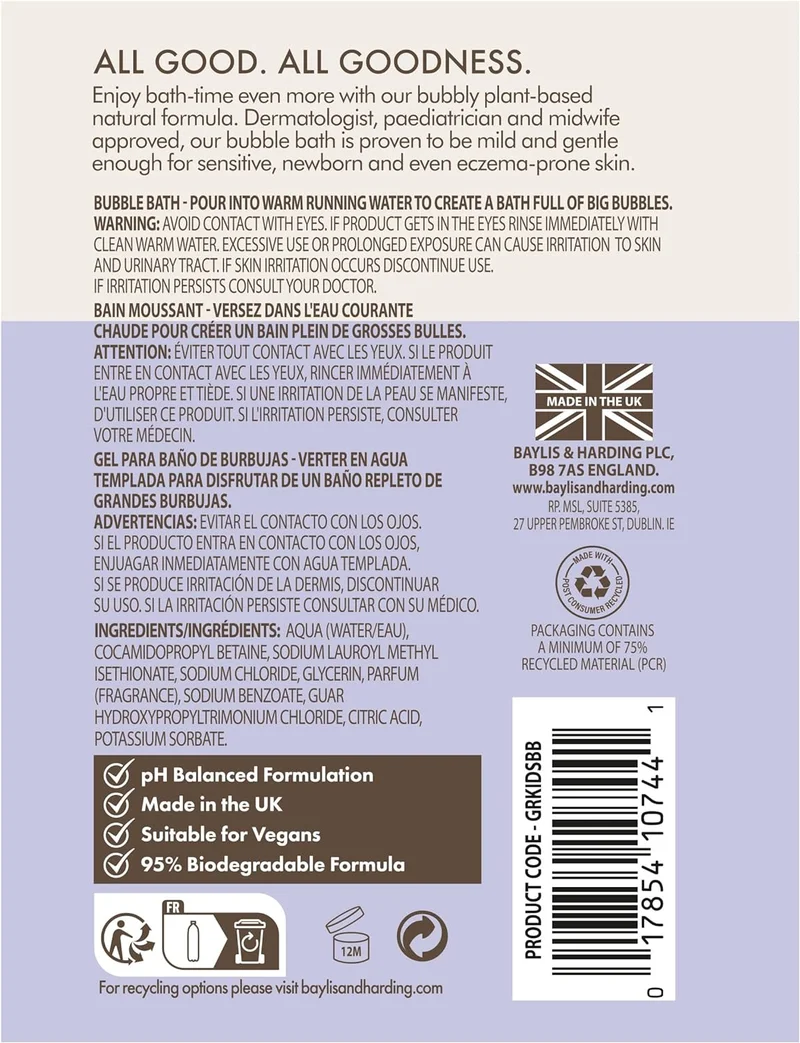 Baylis & Harding Baylis and Harding Goodness Kids Lavender and Vanilla Bubble Bath 500 ml
