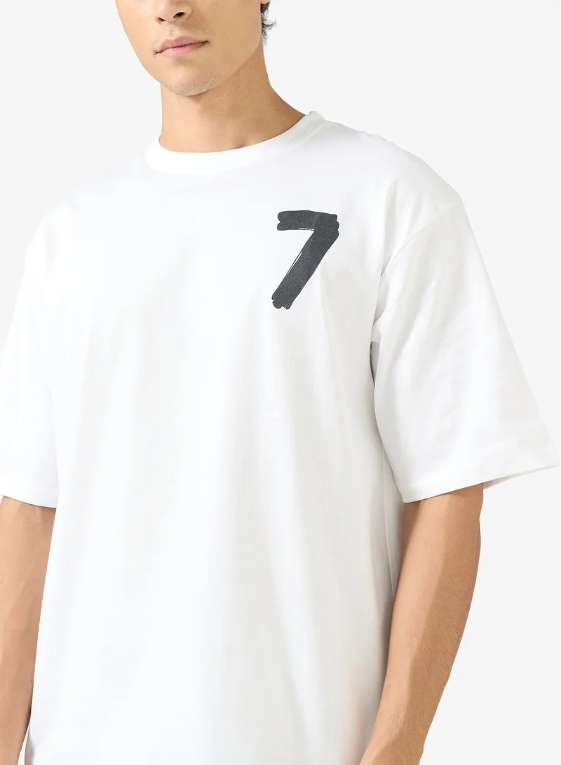 Seventy Five  Graphic Print Oversized T-Shirt for Men | Best Price UAE