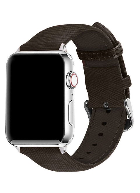 Apple Watch Band 49mm/45mm/44mm Premium Leather Band Buckle Strap Wristband Deep Brown