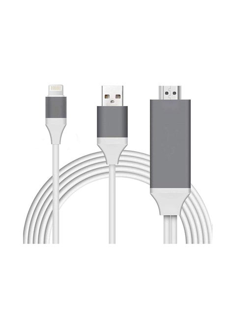 Lightning to HDMI Adapter Cable for iPhone & iPad – 1080P HD Digital AV Adapter – Compatible with TV/Projector/Monitor – 6.6ft White