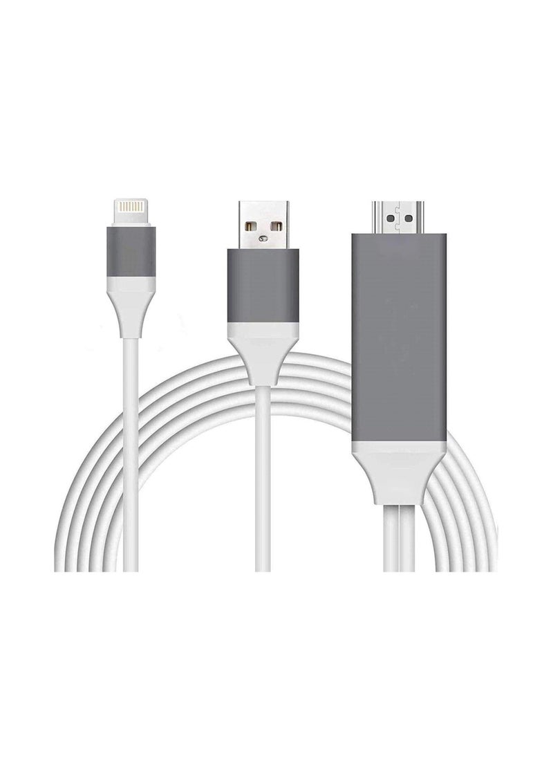 Generic - Lightning to HDMI Adapter Cable for iPhone & iPad – 1080P HD Digital AV Adapter – Compatible with TV/Projector/Monitor – 6.6ft White - Image 1