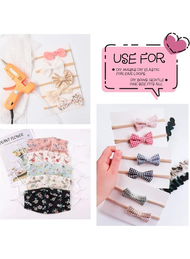 Prohouse Prohouse 100 PCS Baby Nylon Headbands Hairbands Hair Bow Elastics for Baby Girls Newborn Infant Toddlers Kids Nude  - Image 2