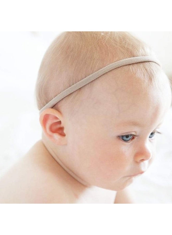 Prohouse Prohouse 100 PCS Baby Nylon Headbands Hairbands Hair Bow Elastics for Baby Girls Newborn Infant Toddlers Kids Nude  - Image 5