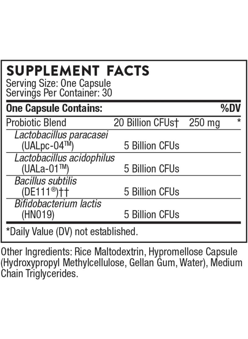 Thorne FloraSport 20B Multi-Strain Probiotic  30 Capsules Dietary Supplement - Image 2